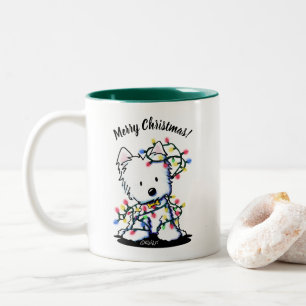 Delighted Westie Christmas KiniArt  Two-Tone Coffee Mug