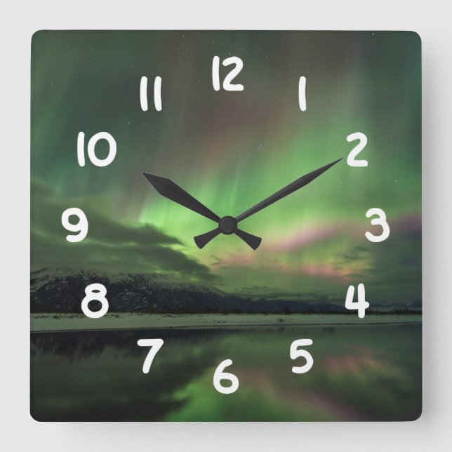 Delightful Aurora Square Wall Clock (Front)