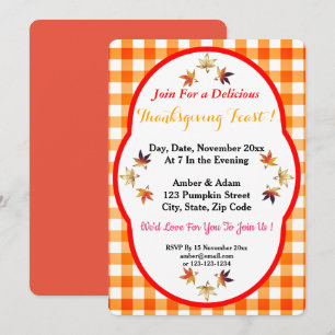 Delightful Autumn Crisp Whimsical Leaves Invitation