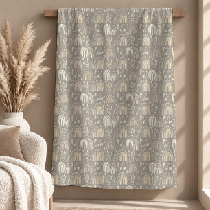Delightful Beige Ivory Rainbow Leaves Blanket Gift