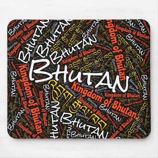 Delightful Bhutan Flag Colours Patriotic Mouse Pad (Front)