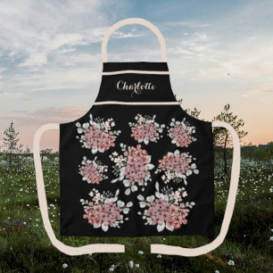 Delightful Black and Pink Wildflower Bouquet Apron