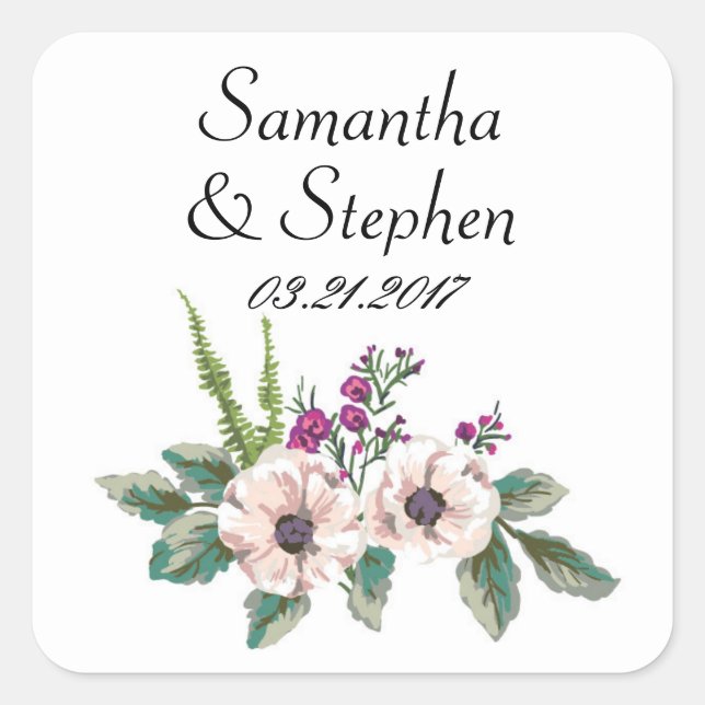 Delightful Blooms Wedding Stickers (Front)