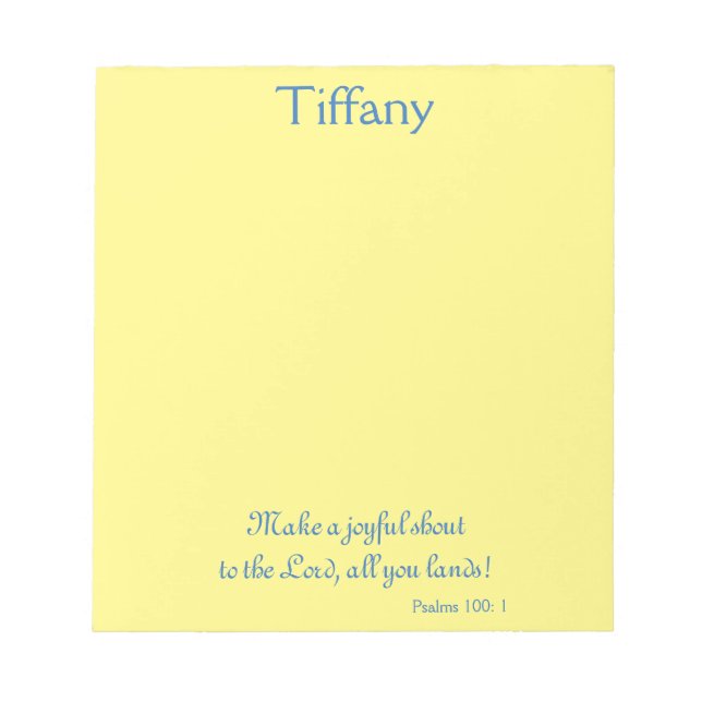 Delightful blue and yellow scripture notepad (Front)