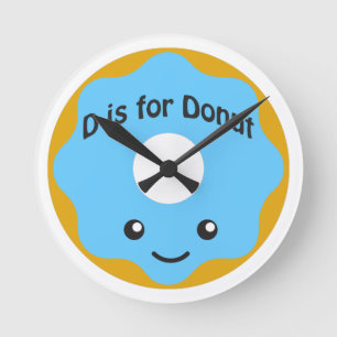 Delightful D is for Doughnut Round Clock