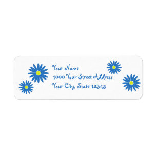 Delightful Daisies Blue Return Address Label