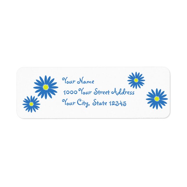 Delightful Daisies Blue Return Address Label (Front)