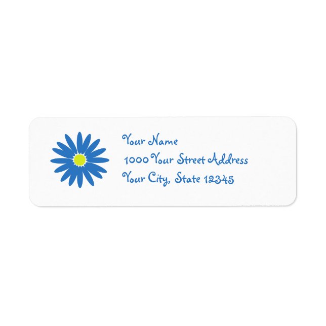 Delightful Daisy Blue Return Address Label (Front)