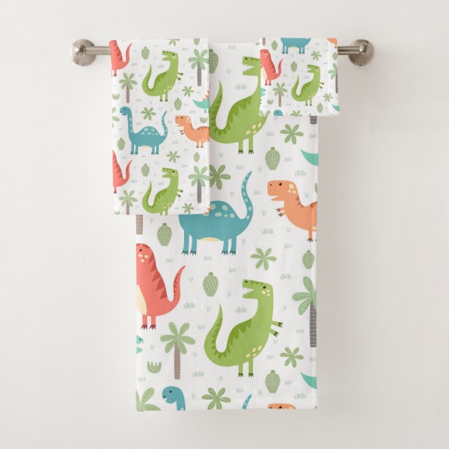 Delightful Dangerous Dinosaurs Bath Towel Set (Insitu)