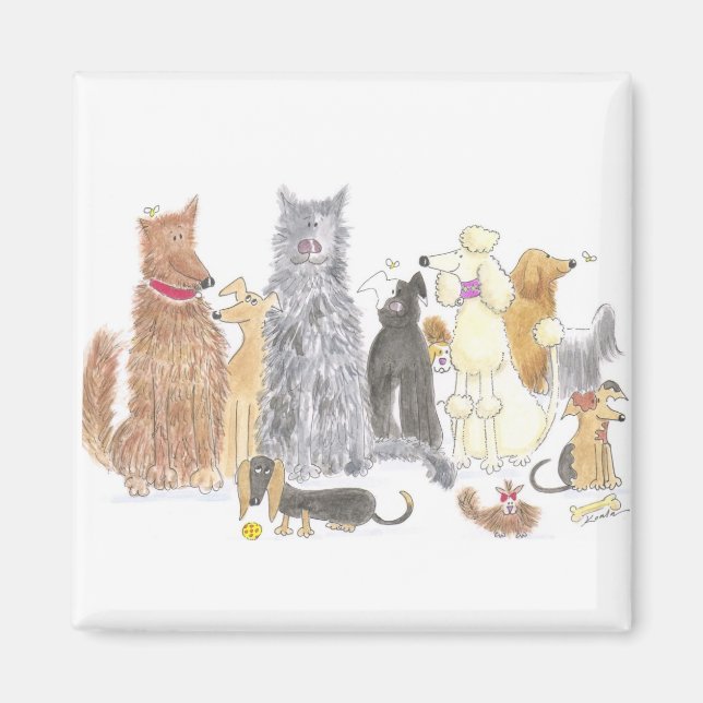 Delightful dogs fridge magnet (Front)