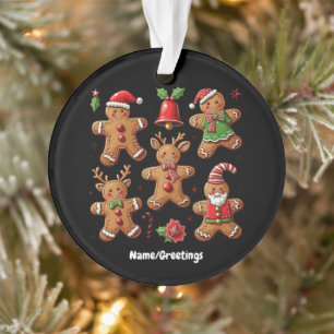 Delightful Doodle of Gingerbread Cookies Festive Ornament