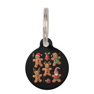 Delightful Doodle of Gingerbread Cookies Festive Pet Tag