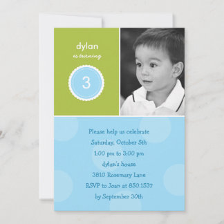 Delightful Dots Photo Birthday Invitation (Turquoi