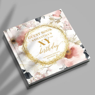 Delightful Dusty Pink Gold All Birthday Guest Book