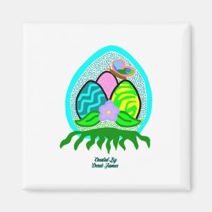 Delightful Easter Eggs 2 Inch Square Magnet