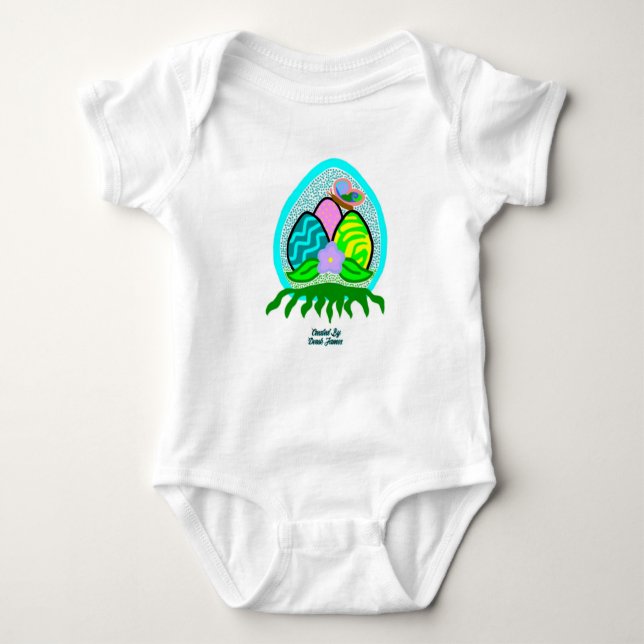 Delightful Easter Eggs Baby Jersey Bodysuit (Front)