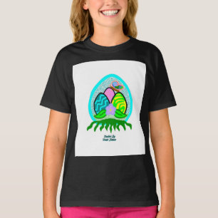Delightful Easter Eggs Girls Black Basic T Shirt