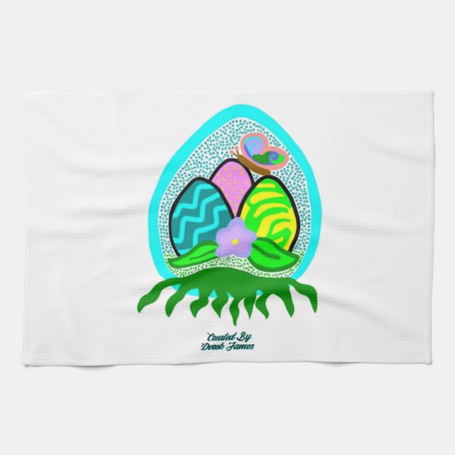 Delightful Easter Eggs Kitchen Towel (Horizontal)