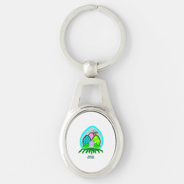 Delightful Easter Eggs Oval Keychain (Front)