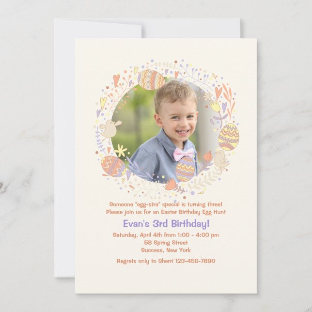 Delightful Easter Wreath Photo Invitation (Front)