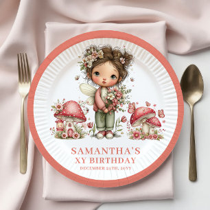 Delightful Fairy 7th Birthday Pastel Floral Paper Plate
