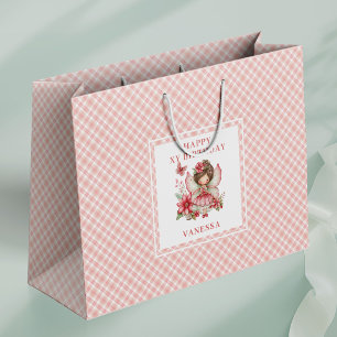 Delightful Fairy Girl Blush Floral Birthday Gift   Large Gift Bag