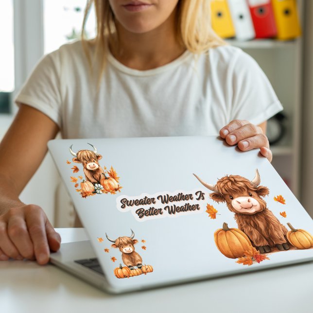 Delightful Fall Highland Cow Ex Small Stickers (Creator Uploaded)