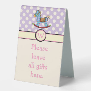 Delightful Hearts Rocking Horse Table Tent Sign