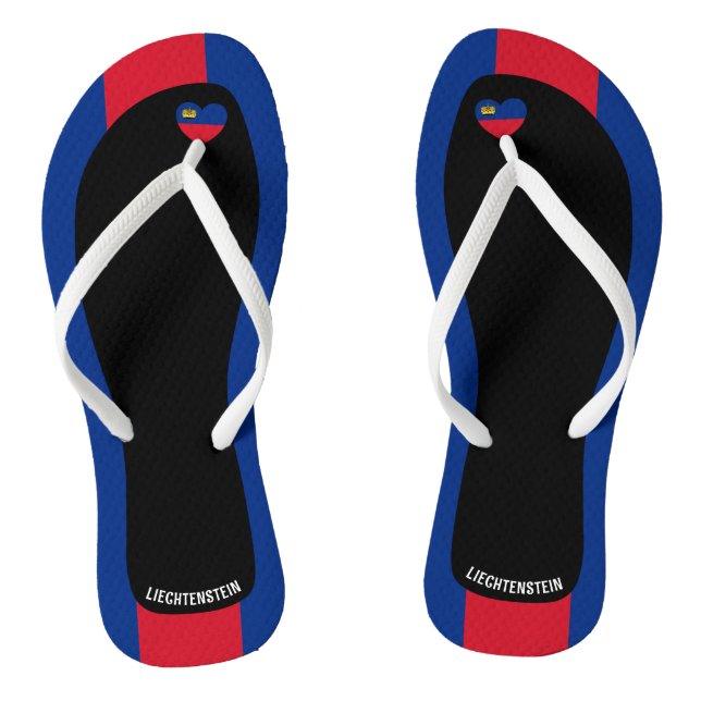 Delightful Liechtenstein Flag Colours Patriotic Thongs (Footbed)