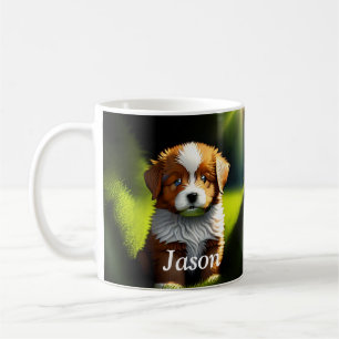 Delightful Little Brown & White Puppy Coffee Mug