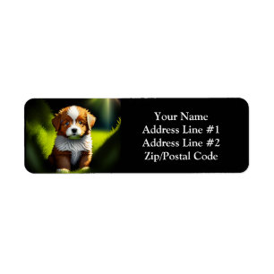 Delightful Little Brown & White Puppy Return Address Label