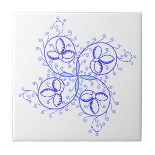 Delightful mediaeval illumination flower ceramic tile