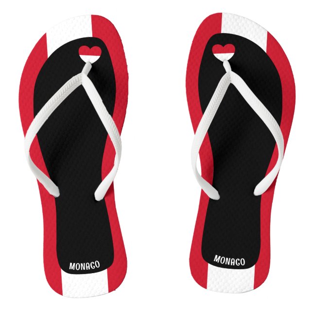 Delightful Monaco Flag Colours Patriotic Thongs (Footbed)
