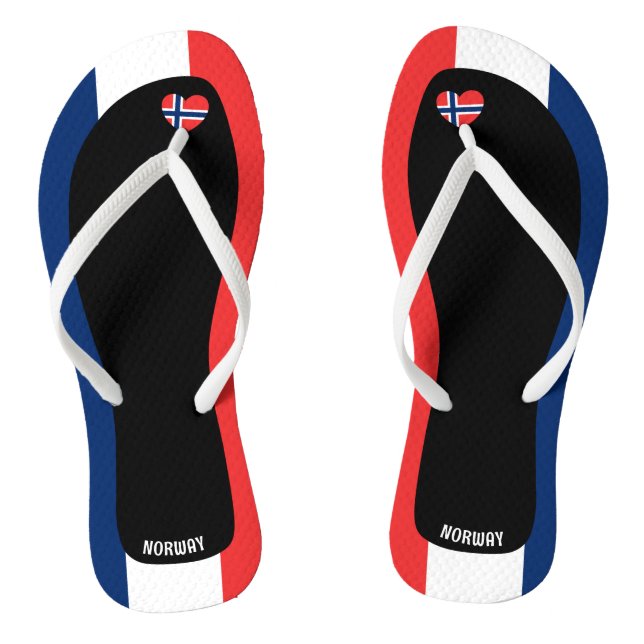 Delightful Norway Flag Colours Patriotic Thongs (Footbed)