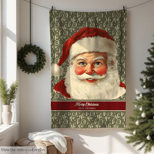 Delightful Old Fashioned Santa Christmas Blanket