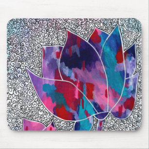 Delightful Oriental Lotus Flowers Original Art Mouse Pad