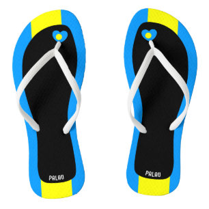 Delightful Palau Flag Colours Patriotic Thongs