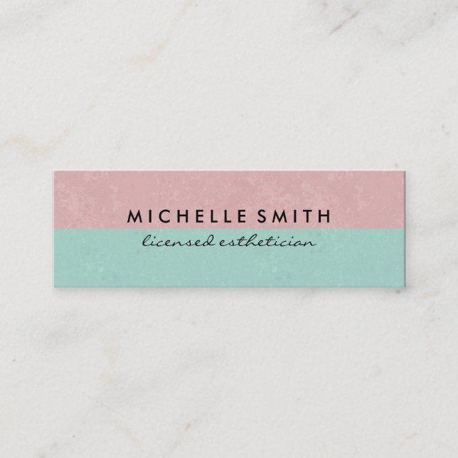 Delightful Pink Green Contemporary Mini Business Card (Front)