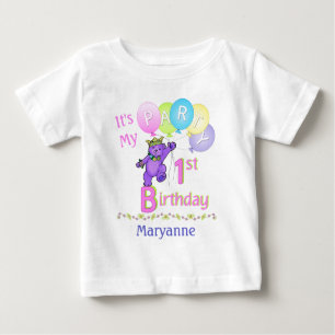 Delightful Royal Bear 1st Birthday Party Baby T-Shirt