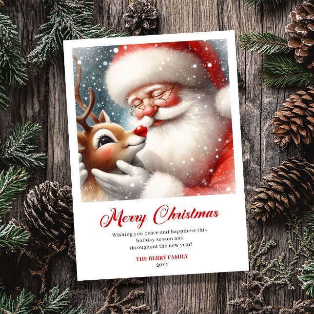 Delightful Santa With Rudolph Fun Christmas Cards (Delightful Santa With Rudolph Fun Christmas Greeting Card)
