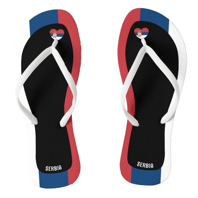 Delightful Serbia Flag Colours Patriotic Thongs (Footbed)