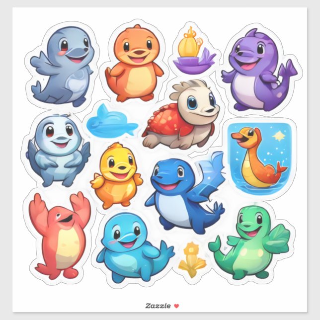 Delightful set of cartoon animal stickers (Sheet)