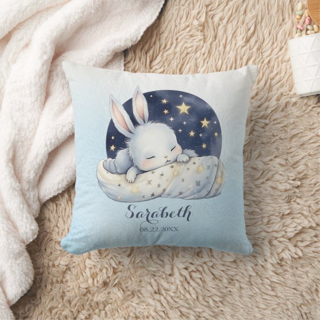 Delightful Sleeping Baby Bunny Nursery Cushion (Blanket)