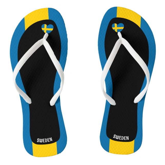 Delightful Sweden Flag Colours Patriotic Thongs (Footbed)