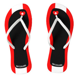Delightful Switzerland Flag Colours Patriotic Thongs