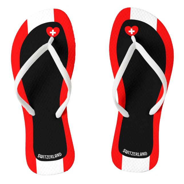 Delightful Switzerland Flag Colours Patriotic Thongs (Footbed)