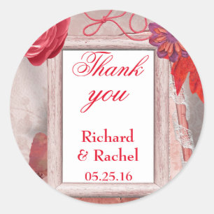 Delightful Thank you Red Classic Round Sticker