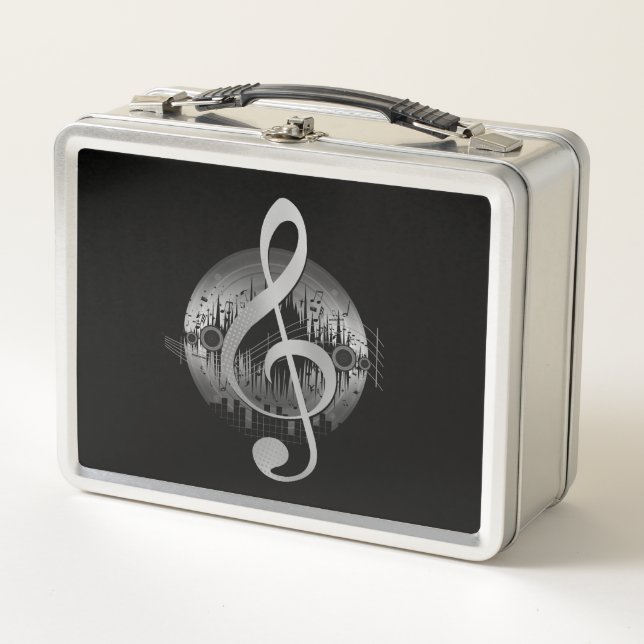 Delightful Tune - Silver  Metal Lunch Box (Front)