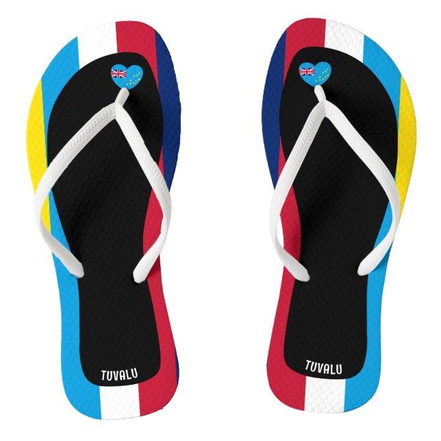 Delightful Tuvalu Flag Colours Patriotic Thongs (Footbed)