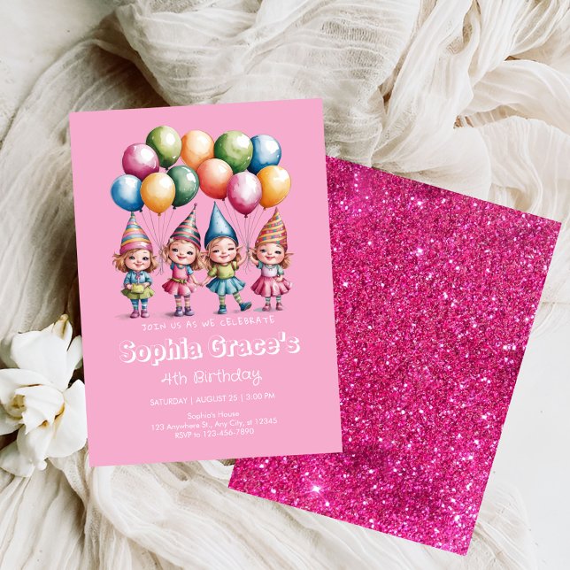 Delightful Watercolor Gnome Girls  Invitation (Creator Uploaded)